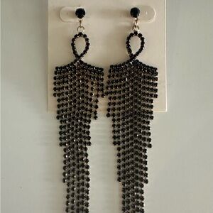 Elegant Black Beaded Dangle Earrings